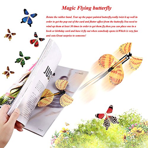 Gmai Magic Flying Butterfly - Classic Wind Up Swallowtail Butterfly - Close Up Magic Set Of, Surprise Greeting Card Or Romatic Wedding (4Pcs) #TOP4