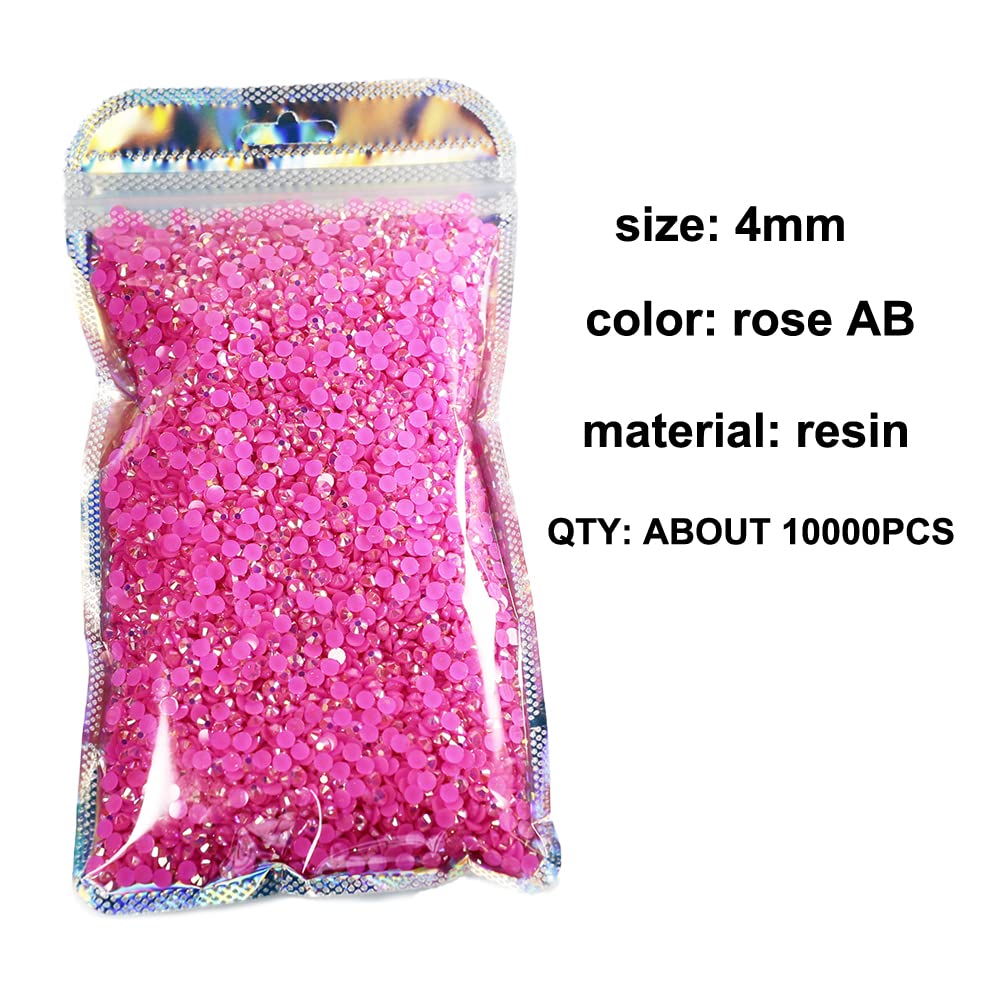 Rose Jelly AB stras 4 mm, 10000 szt. płaski kryształ górski z żywicy do kubków, majsterkowania, kubków, butów, rzemiosła, makijażu