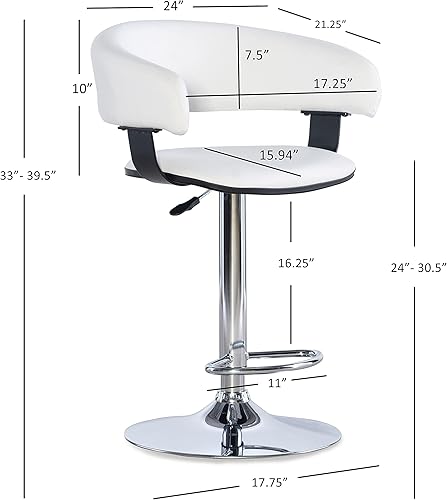 Miniatura 3 de Powell Barril de piel sintética blanca y taburete cromado de altura ajustable, estándar