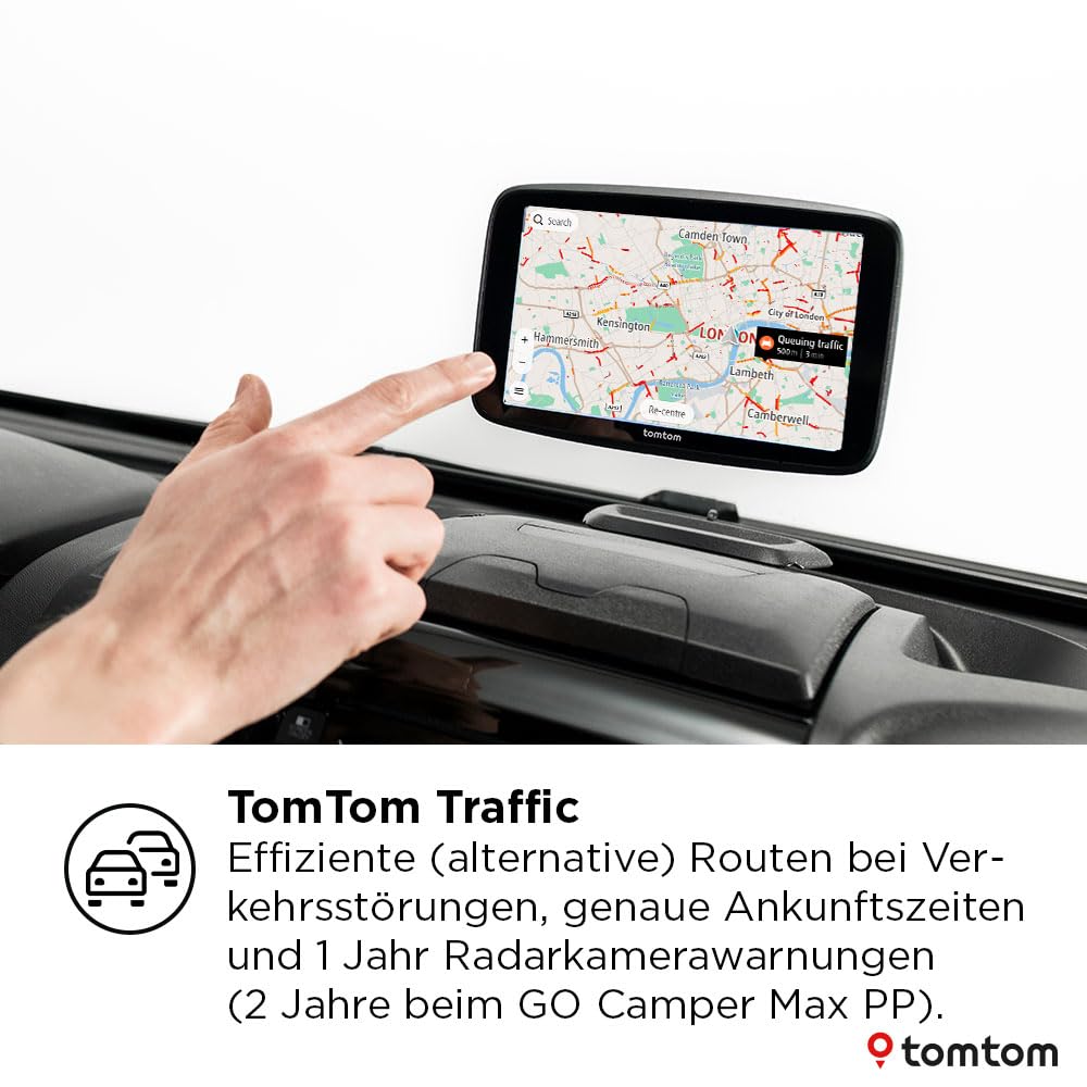 TomTom Camper Navi GO Camper Max 2. Generation (7" Display, POI`s für Wohnmobil- und Wohnwagen, Updates via Wi-Fi, TomTom Traffic, Fahrzeugprofile speichern, Weltkarten, Umweltzonen vermeiden)