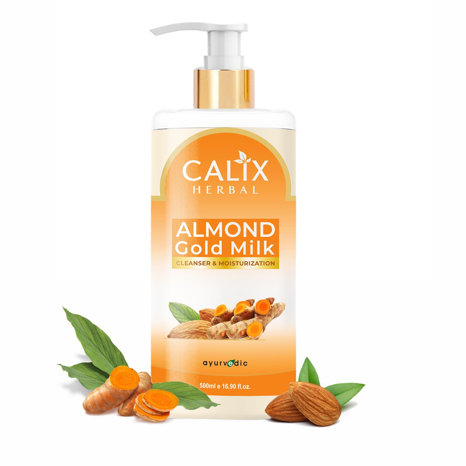 Calix Herbal Organic & Ayurvedic Almond Gold Milk Face Cleansing Lotion For Men & Women Suitable All Types Of Skin (500 ML)