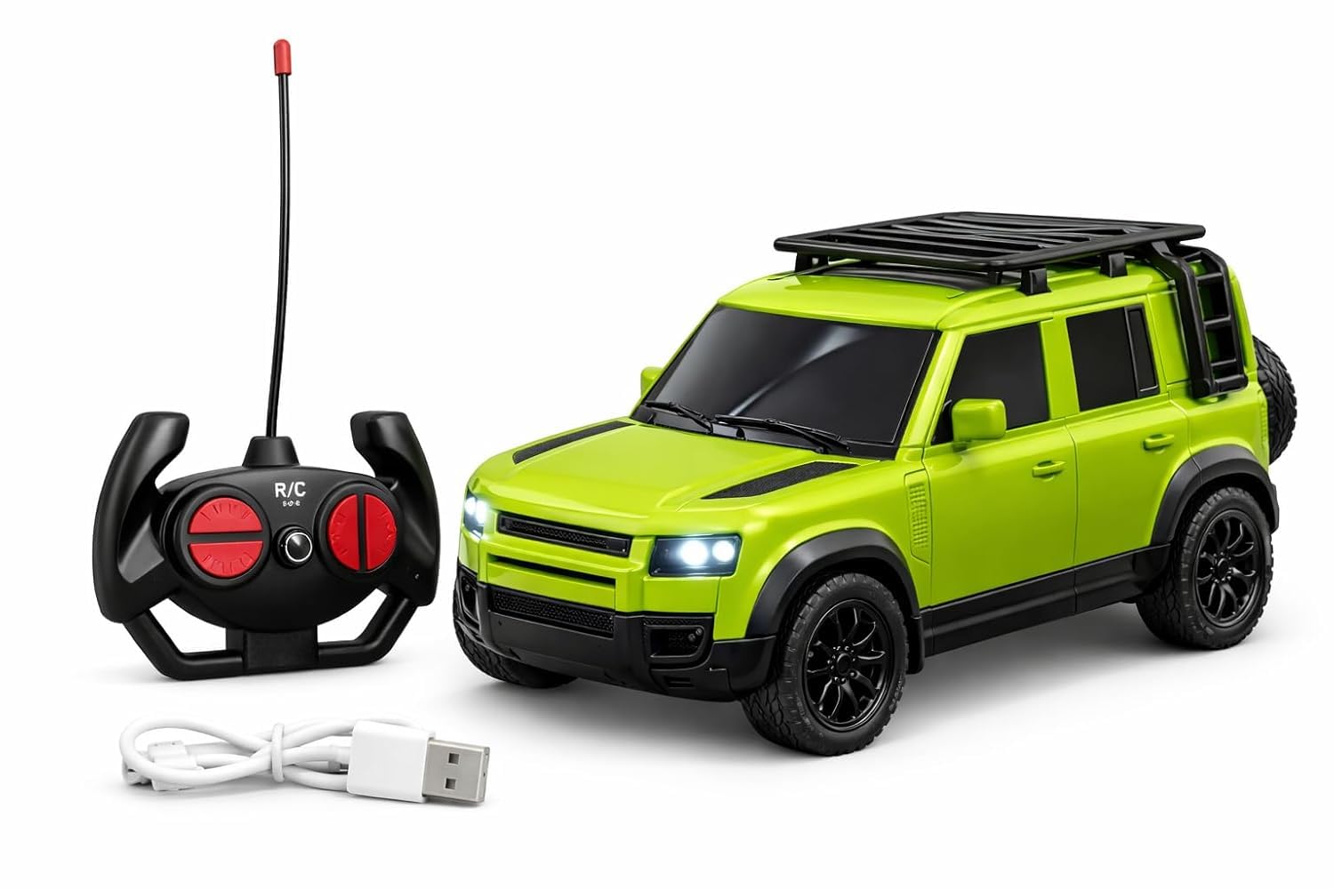 Brand Conquer Remote Control Car for Kids & Adults, 50 Km/h High Speed RC Car with LED Headlights, 60+ Feet Range, Type-C Rechargeable Off-Road SUV Toy Car, 4 Direction Control (Green)-image-28