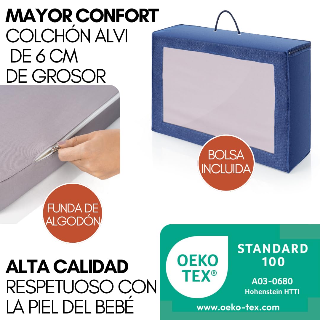 hauck Dream n Play Plus Set de Cuna de Viaje Bebe con Colchon y Mosquitera | Parque Infantil - Desde el Nacimiento con Bolsa - 120x60 cm - Dusty Blue