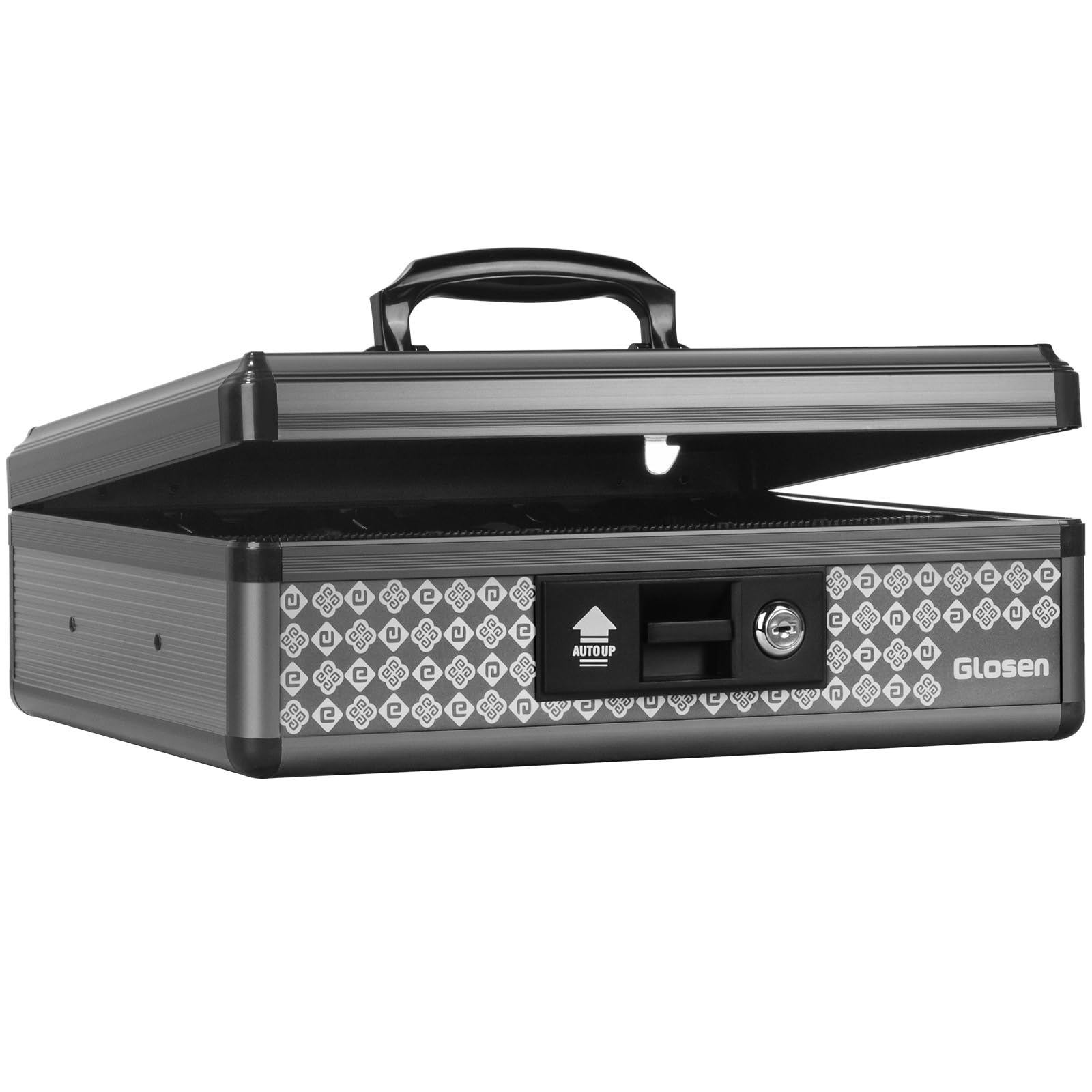 Glosen Extra Large Lockable Briefcase Style Storage Box, Alloy Steel Medicine Lock Box with Key Lock-picture-12