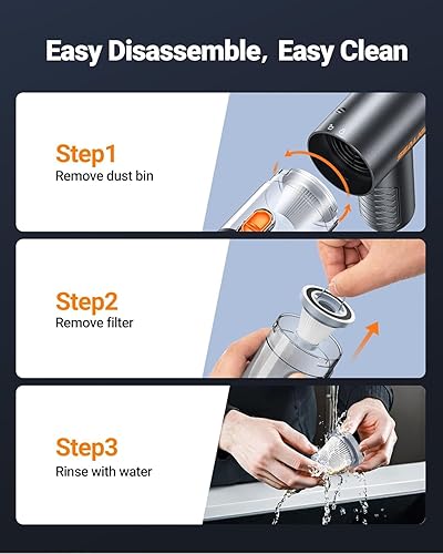 Miniatura 3 de SEALIGHT Aspiradora portátil inalámbrica para automóvil, 25000 PA, mini aspiradora y plumero de aire, aspiradora de mano 4 en 1 con accesorios para