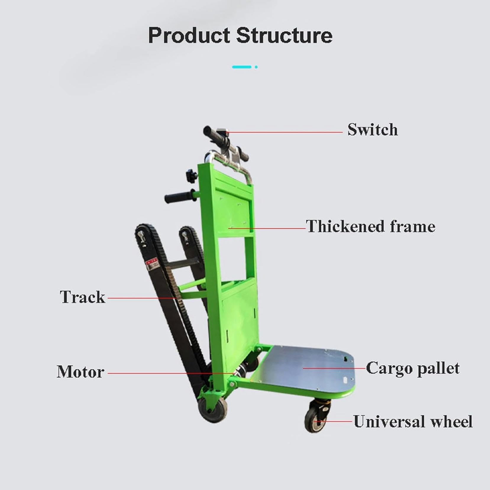 Carrello Elettrico per Salire Le Scale, Pieghevole, capacità di Carico Massima di 200 kg, Utilizzato per Lo Spostamento di Mobili, Elettrodomestici Pesanti, Materiali da Costruzione~/