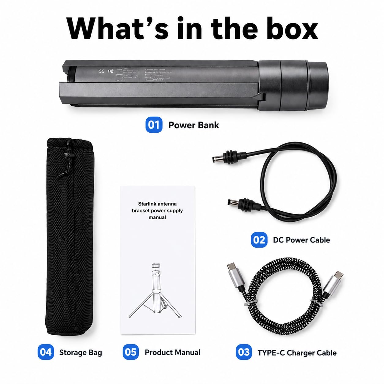 Elfcam - Batteria portatile per Starlink Mini,166.5 Wh / 45000 mAh, alimentazione esterna DC 30 V, autonomia fino a 9 ore, power bank USB-C PD 65 W per smartphone, computer, tablet fotocamera