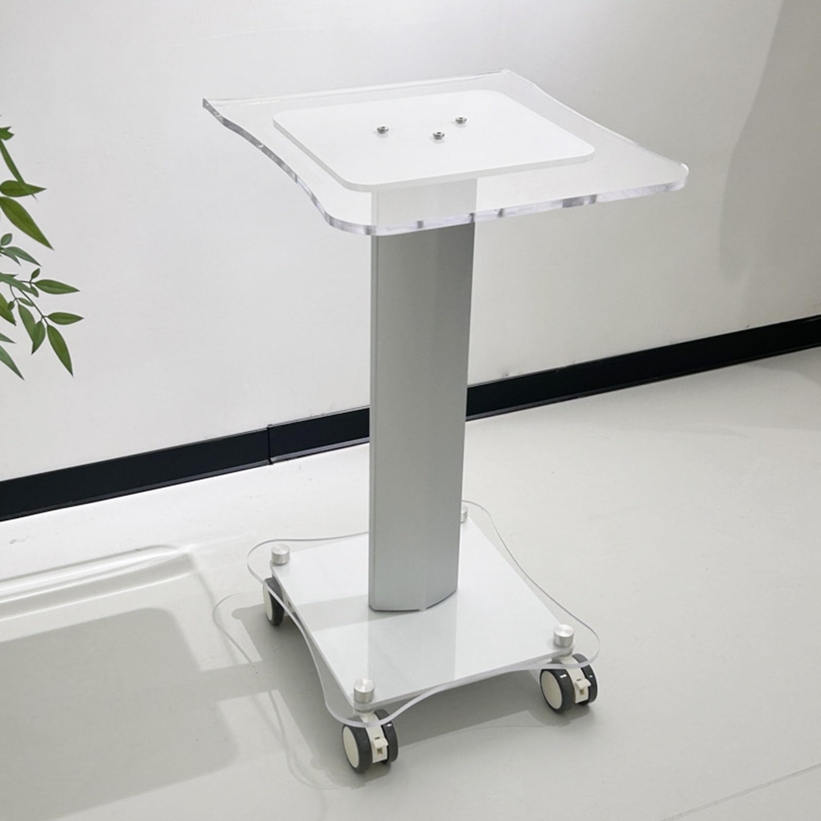 Carrello Estetista in Acrilico Carrello Rotante con Freni Universali E Ruote Silenziose Piano D'appoggio Extra-Large di 38x46 Centimetri Carrello Portaoggetti Facile da Pulire