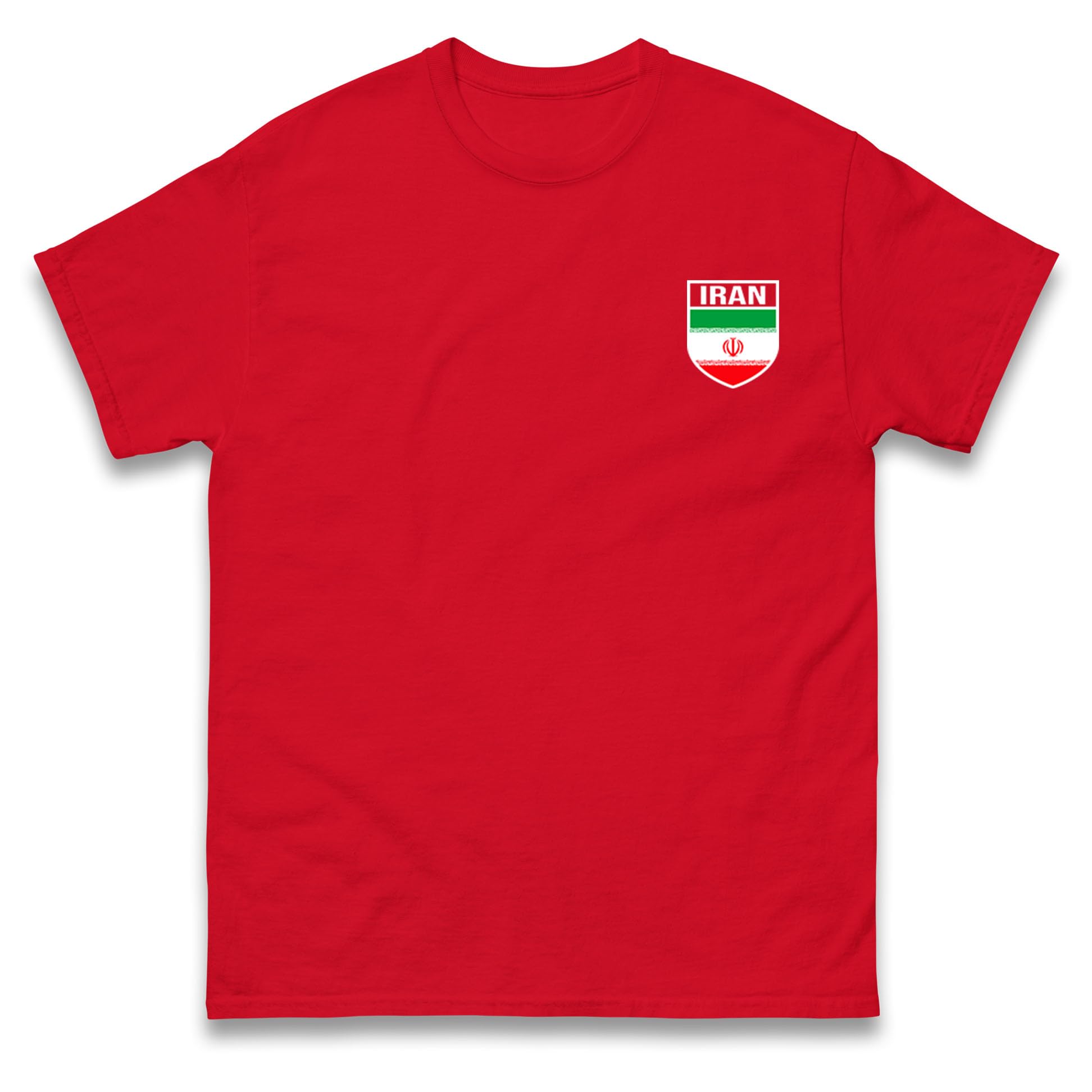 Iran Badge Football T Shirt, Personalised Iran Football Tee, Custom Name and Number Unisex Top Red