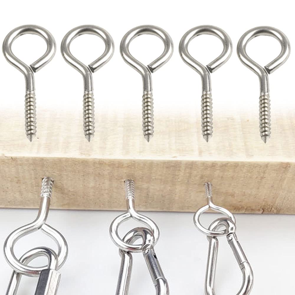 Zopseet 10 Pieces M5 Metal Eye Screws Hooks 304 Stainless Steel Eye Shape Screws Metal Hook Eyelet Screws Bolt for Home Office Workplace - Image 3