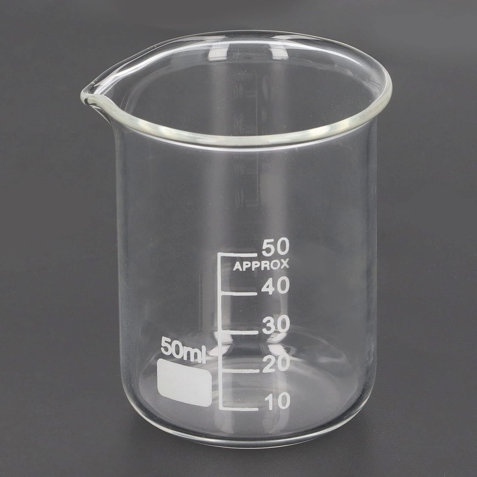 Set di Becher di Misura in Vetro - 10 Pezzi 50ml in Vetro Borosilicato Graduato per Laboratorio e Cucina