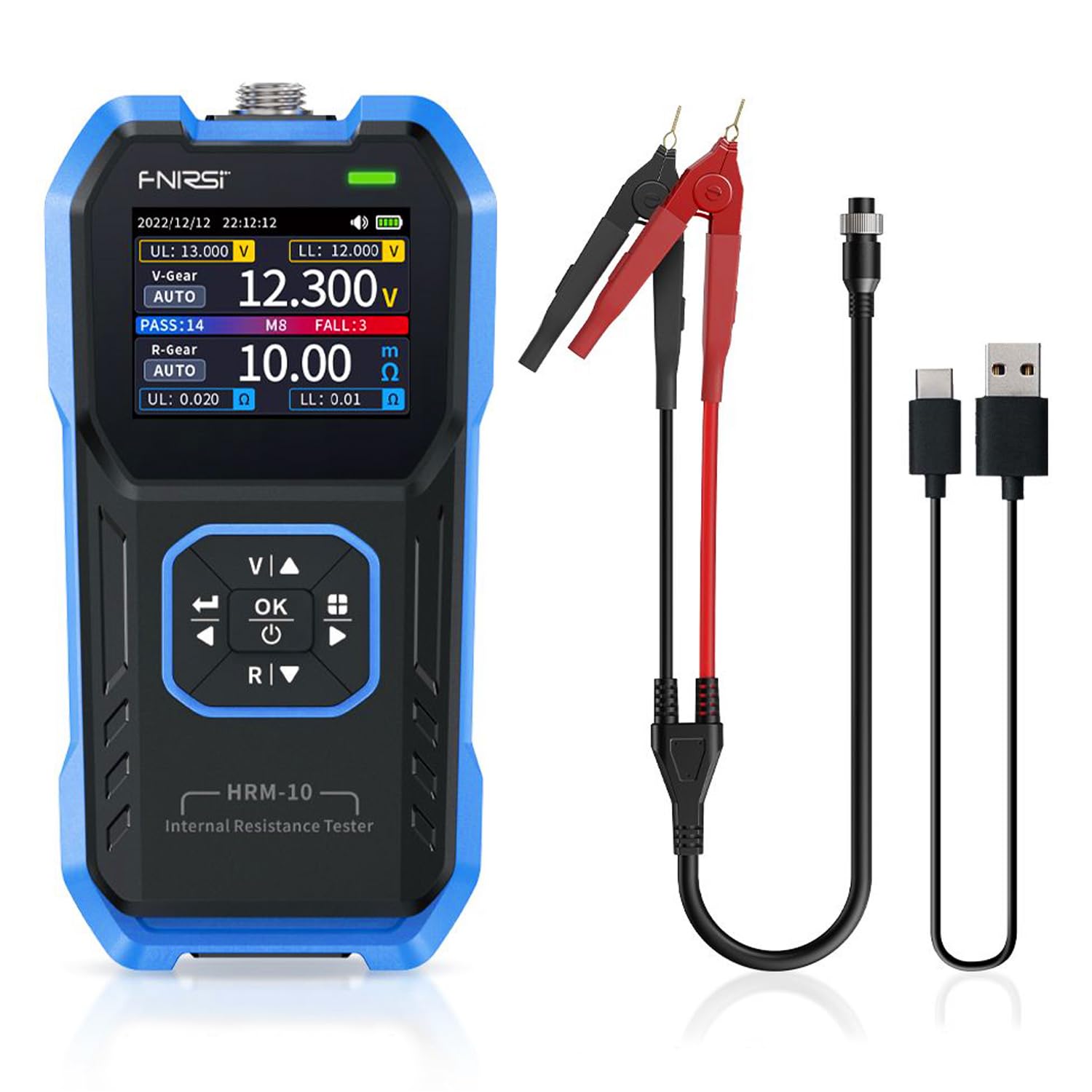 Internal Resistance Tester Innenwiderstand Messgerät 100V 200Ω Innenwiderstandstester für Li/Lab/Zine/Bcb Battery usw Digitaler Batterietester für den Heimbereich (HRM-10)