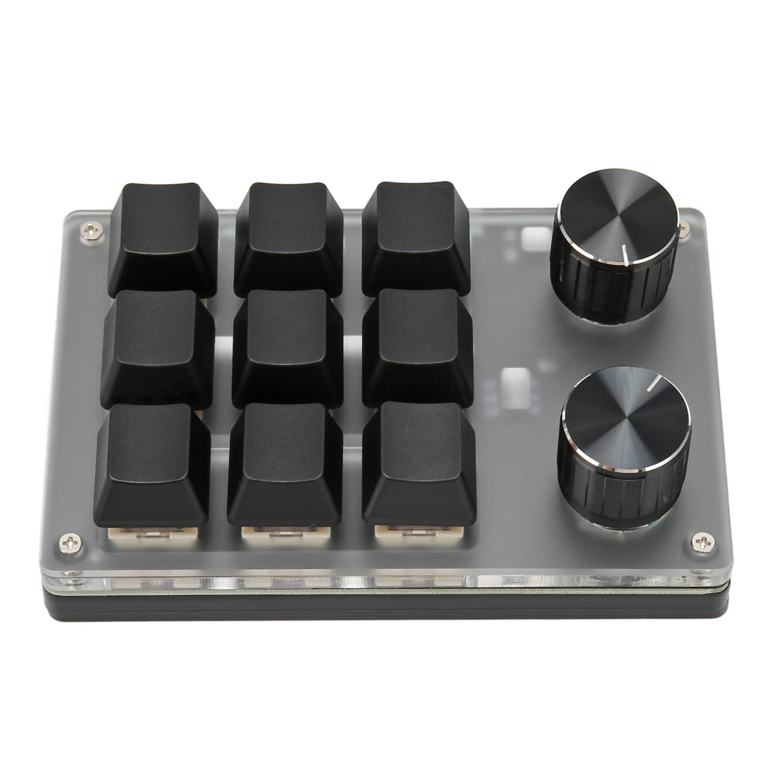 dnei mini keypad, mini mechanical keypad knob function programmable for editing (9 keys with 2 knobs)