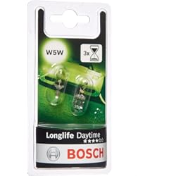 Bombillas Para Tablero Coche Bosch W5W Longlife Daytime Lámparas para vehículos, 12 V 5 W W2, 1x9, 5d, Lámparas x2