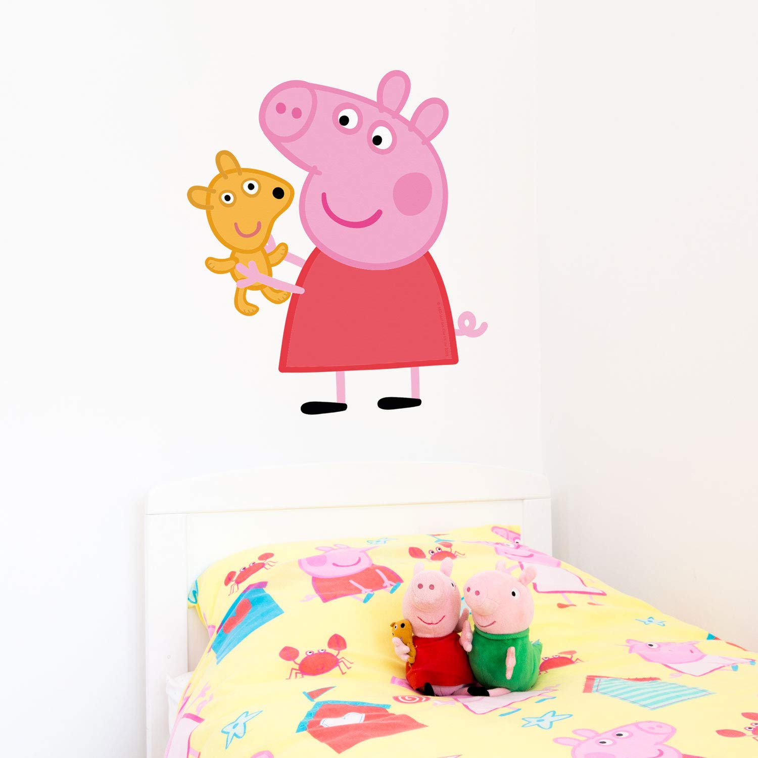 Stickerscape Peppa Pig With Teddy Wall Stickers (Large Size) | Official Peppa Pig Wall Stickers Range