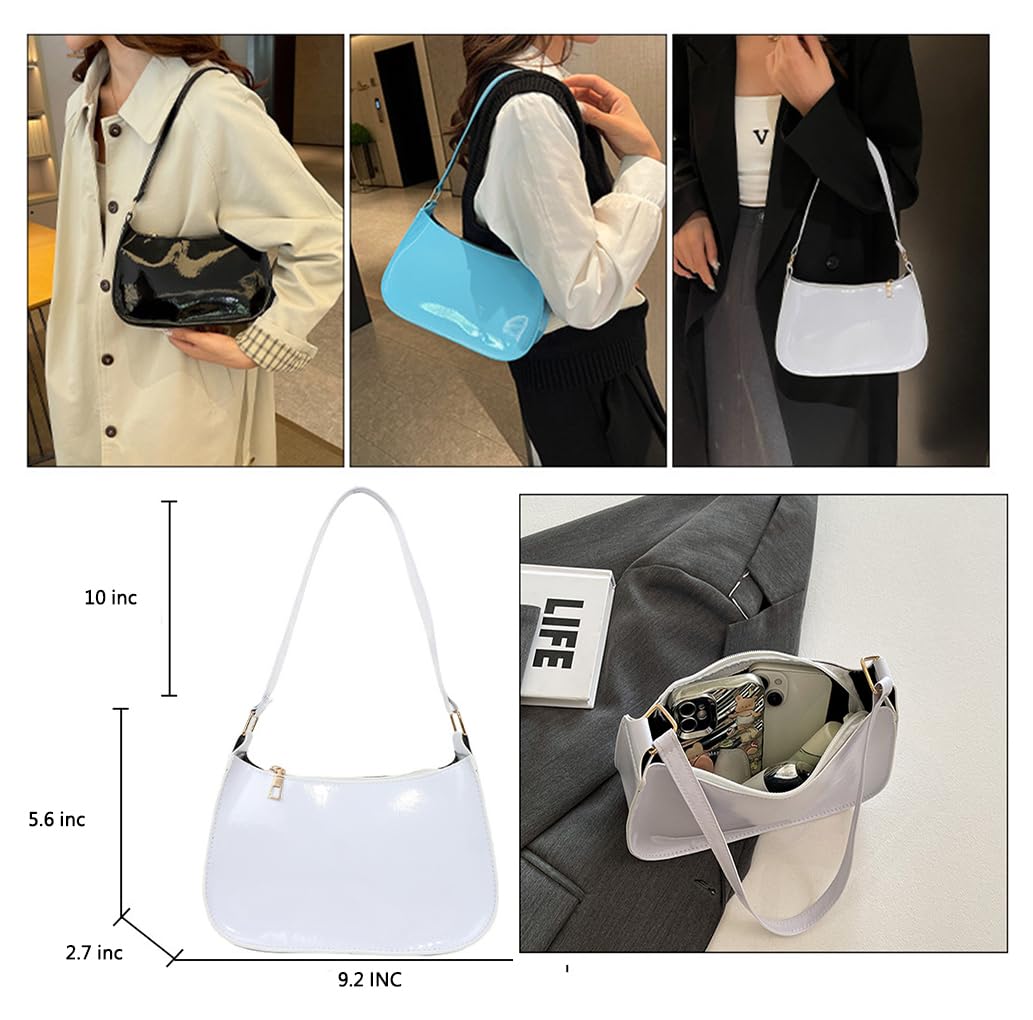 Patent Leather Clutch Purse Shiny Evening Handbags for Women Armpit Shoulder Bag MINI Hobos: Green