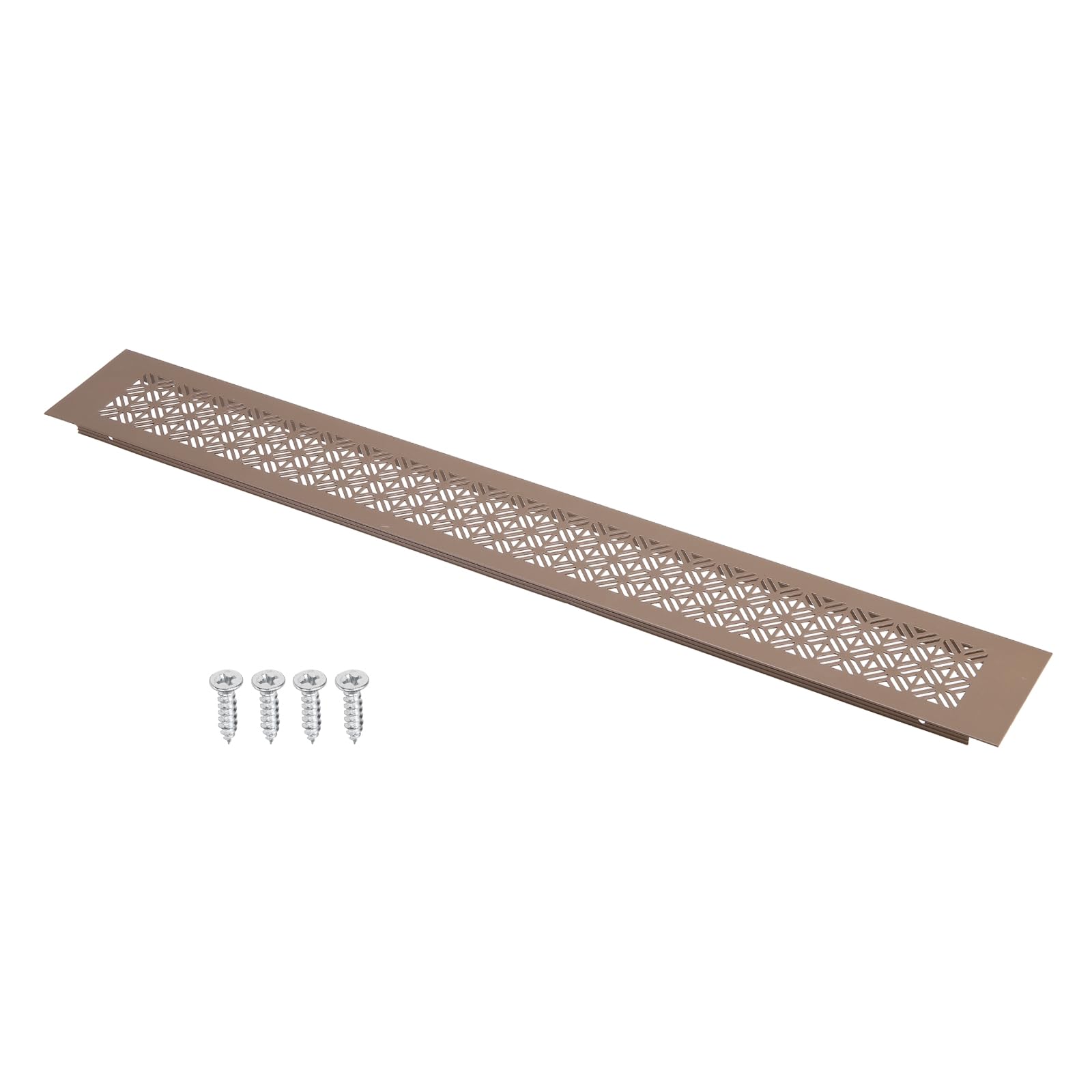 sourcing map 22 x 3 Inch (Duct Openings) Door Vent Cover, 1Set Aluminum Grille Ventilation Cover Louvered with Mounting Screws for Cabinet Wardrobe Door, Brown (24 x 3 Inch Outer Size)