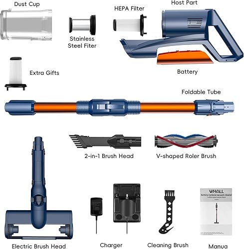Miniatura 9 de whall Aspiradora inalámbrica, con motor sin escobillas de succión fuerte mejorada, aspiradora de mano ligera para el hogar, pelo de mascotas,