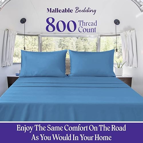 Miniatura 2 de Juego de sábanas de 4 piezas, 66 x 80 pulgadas, súper Queen, sábanas de cama de RV para cámperes, caravanas y remolques de viaje, tamaño cunacama de