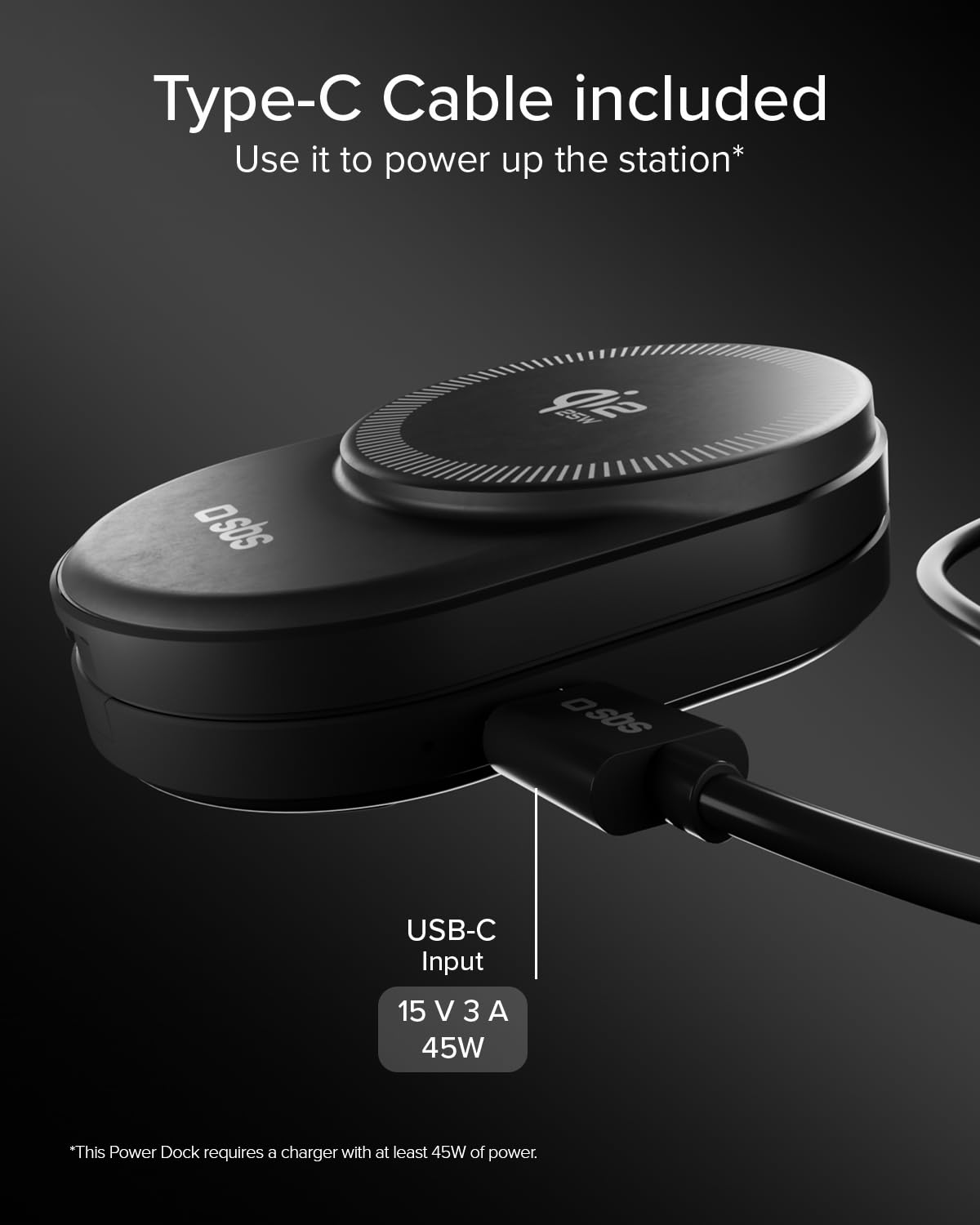 SBS Qi2 25W Power Dock 3w1 MFI MagSafe, Bezprzewodowa Ładowarka do iPhone, AirPods, Apple Watch, Szybkie Ładowanie 35W (25W+5W+5W), Magnetyczna Ładowarka, Zasilanie USB-C, Certyfikowany MFI, Czarny