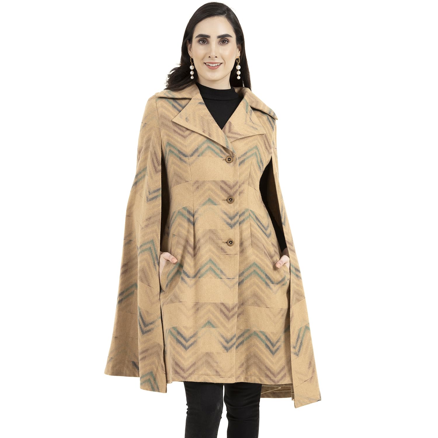 owncraft women's Printed wool cape coat-picture-34