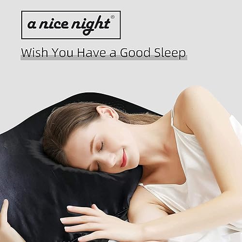 Miniatura 6 de A Nice Night Juego de edredón de satén suave y sedoso, de microfibra súper suave, ligero (negro, tamaño California King)