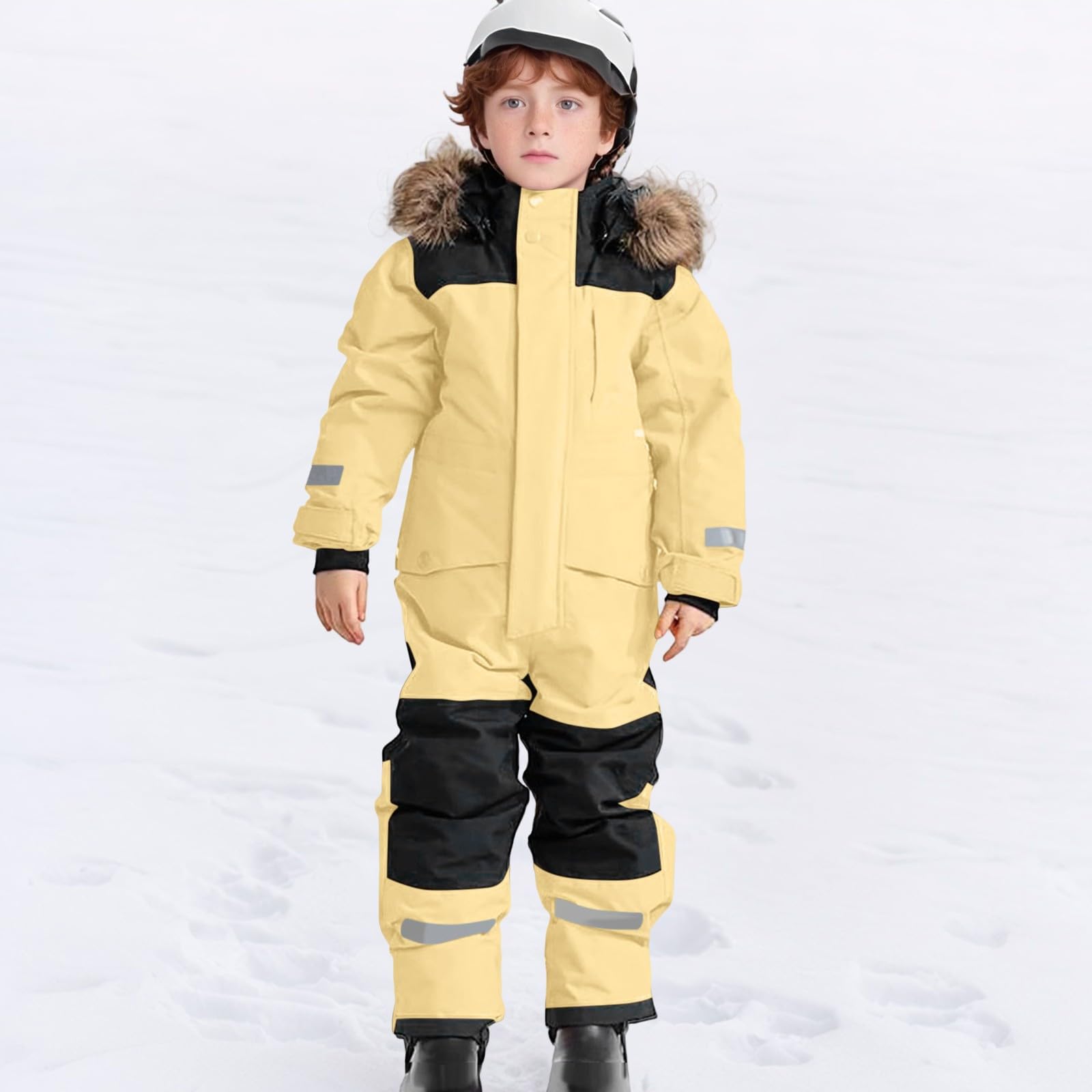Traje de esquí resistente y aislado para niños más grandes, resistente al viento para todo tipo de clima, con forro térmico para frío extremo y aventuras al aire libre invernales.