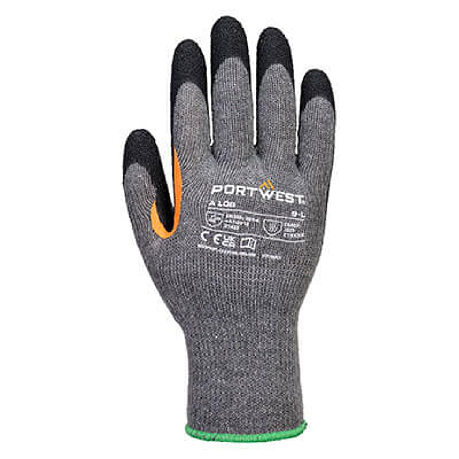 Portwest Lot de 12 paires de gants Grip 10 entièrement enduit de latex Gris/Noir M - Taille 8 - Gants de travail