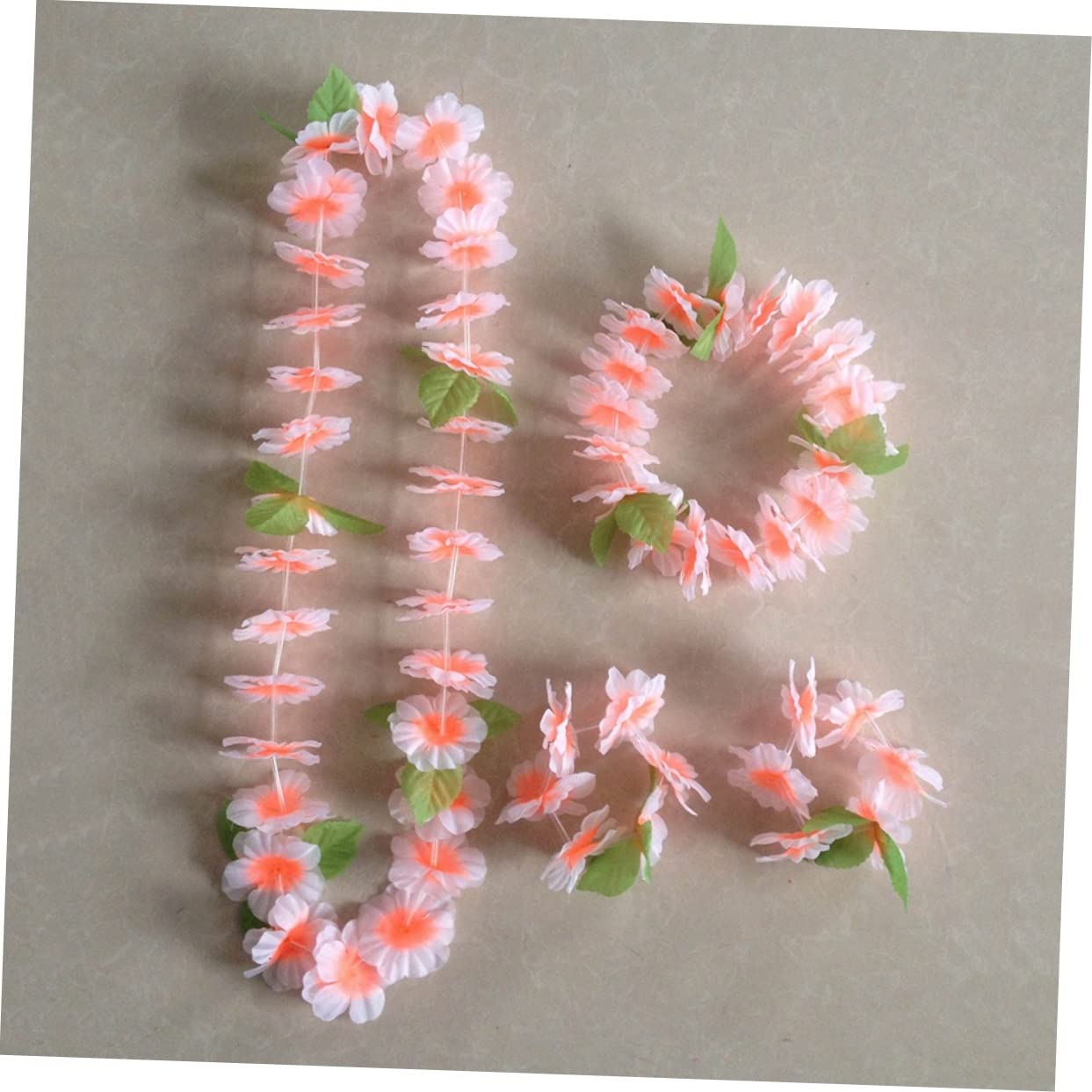 STOBOK Juego De 18 Guirnaldas Hawaianas De Flores Artificiales Collar Pulsera Diadema Accesorio Para Fiestas En La Playa Y Celebraciones.
