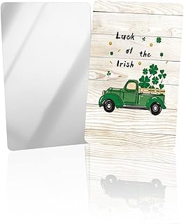 OComster Vintage Green Truck with Clovers Filling Compact Mirror Bulk 4 Pack Card Mirror, Luck of The Irish Wooden Stripes Grain Small Compact Mirror for Purse, Handheld Pocket Makeup Mirror