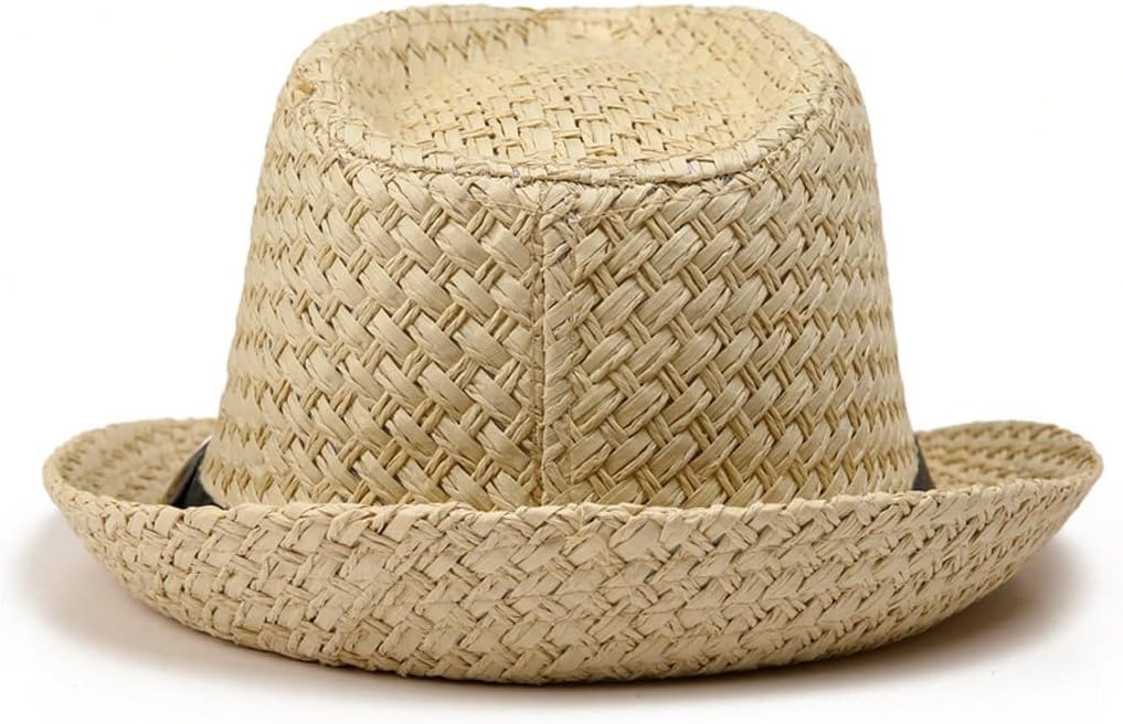 Men's Hat with Rolled Edge Leather Buckle Sun Shading Beach Hat Outdoor Mountain Climbing Cowboy Hat
