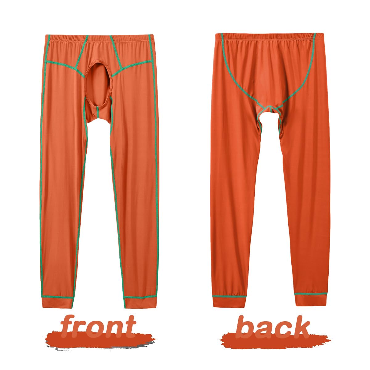JINSHI Pantaloni intimi termici da uomo con apertura frontale slim fit leggings collant lunghi pantaloni a compressione pantaloni