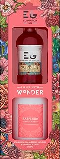 Edinburgh Gin and Scented Candle Flavoured Gin Gifts for Women - Gin Set Includes Edinburgh Raspberry Gin Liqueur 5cl Gin Miniature, Raspberry Scented Candle - Birthday, Valentines Gin Gifts for Her