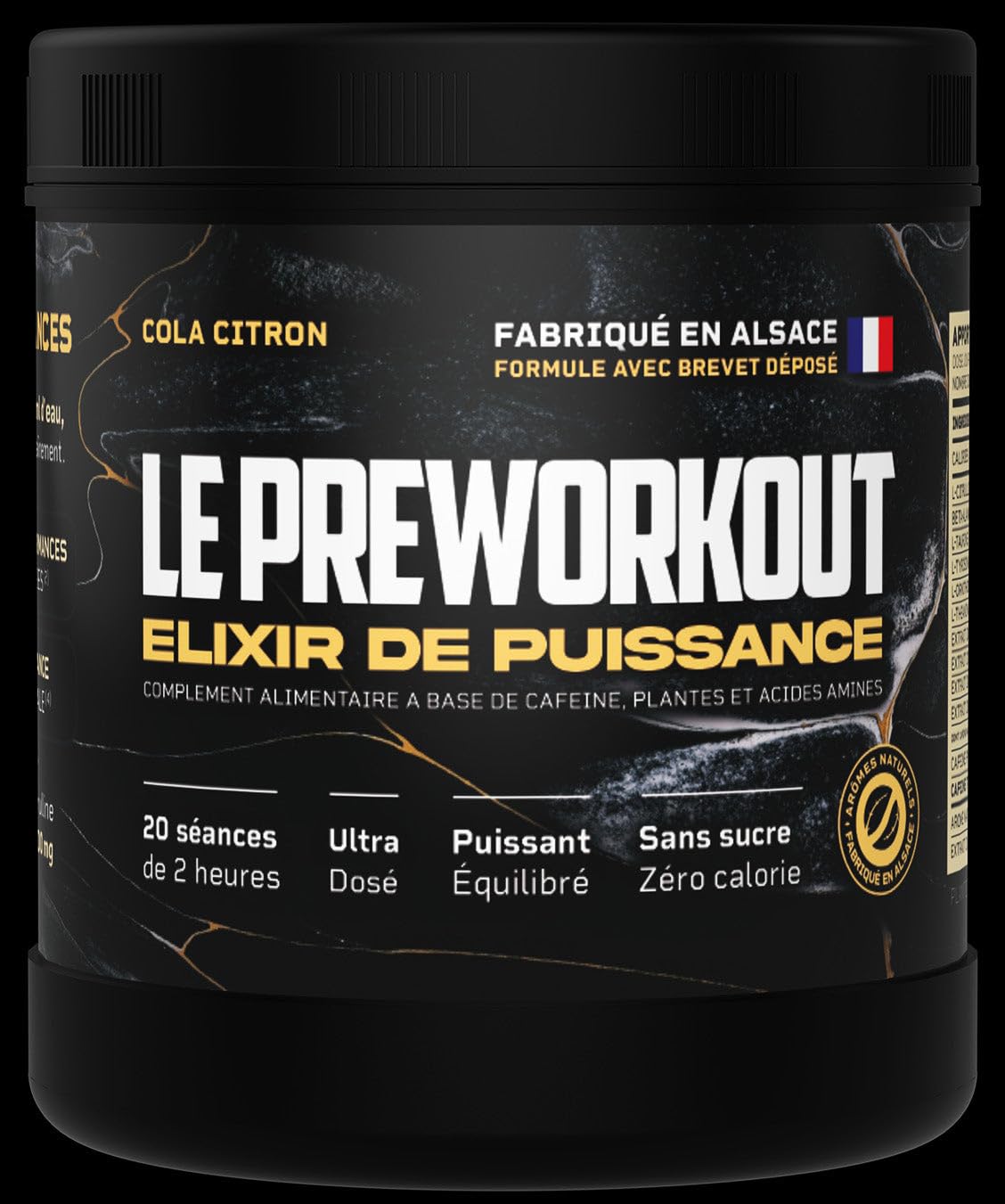 Elixir de Puissance | Fabriqué en Alsace | 2h d'Énergie Intense Sans Crash | Booster Pré-Entraînement Force, Endurance, Focus | Citrulline 8g | Rhodiola & Ashwagandha | Cola Citron