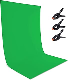 Zdada Green Screen Backdrop Background - 6.5ftx10ft Collapsible Green Photo Backdrop Background for Photography Screen Video Recording Shooting Background Curtain with 3PCS Clips