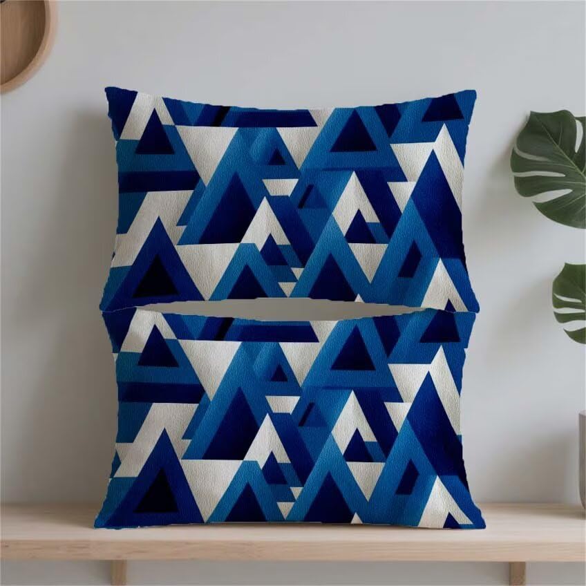 Housse de coussin 50x70cm lin impermeable bleu avec impression double face durable - 2