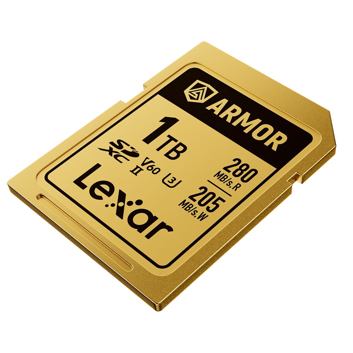 Lexar ARMOR GOLD 1TB SDXC – Scheda di Memoria Rugged in Acciaio, Impermeabile IP68, UHS-II ad Alta Velocità, Ideale per Foto RAW, Video 4K/6K e Outdoor