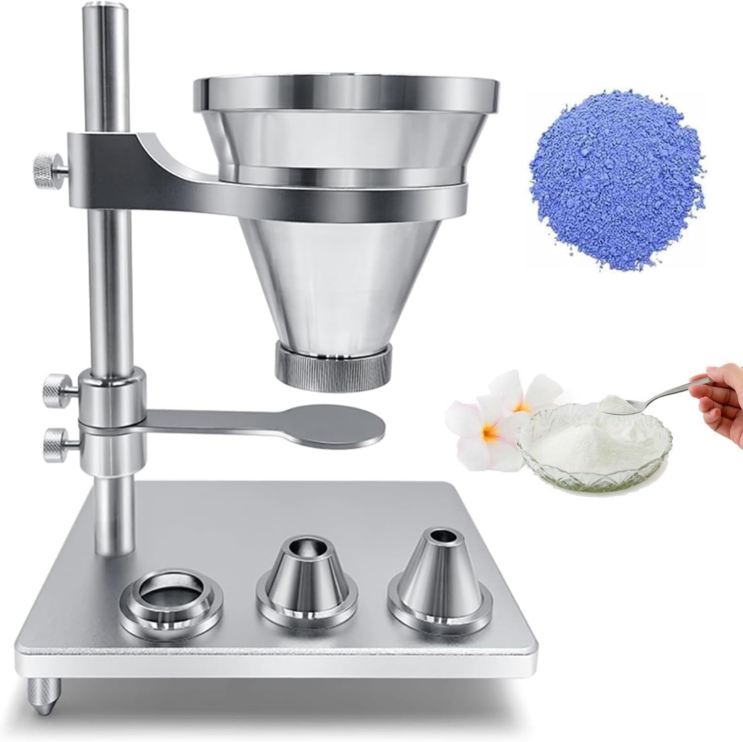 Pulver-Fließ- & Schüttdichteprüfer aus 304 Edelstahl, 110 mm Trichter, 40° Öffnung & Regelventil – Für Kunststoff-, Petrochemie- und Pharmapulver