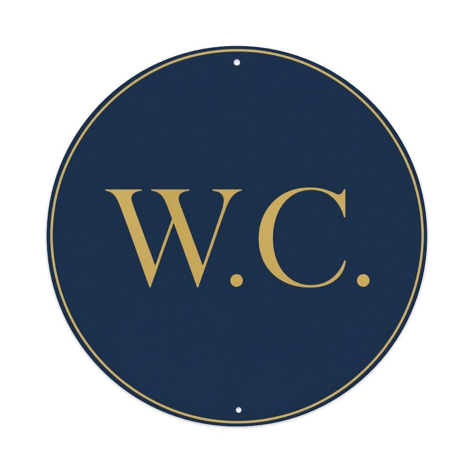 Olyhtr 8X8inch Classic Style Wc Navy Gold Elegant Washroom Notice Classic Lettering Metal Tin Sign
