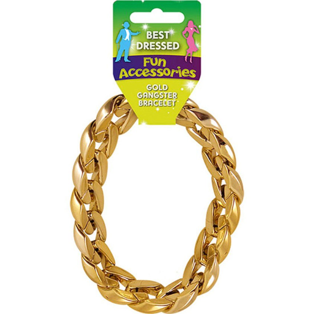HENBRANDT Gold Gangster Bracelet - Premium Quality 31cm Chain Link Costume Accessory for Fancy Dress Parties, Halloween & Retro Events