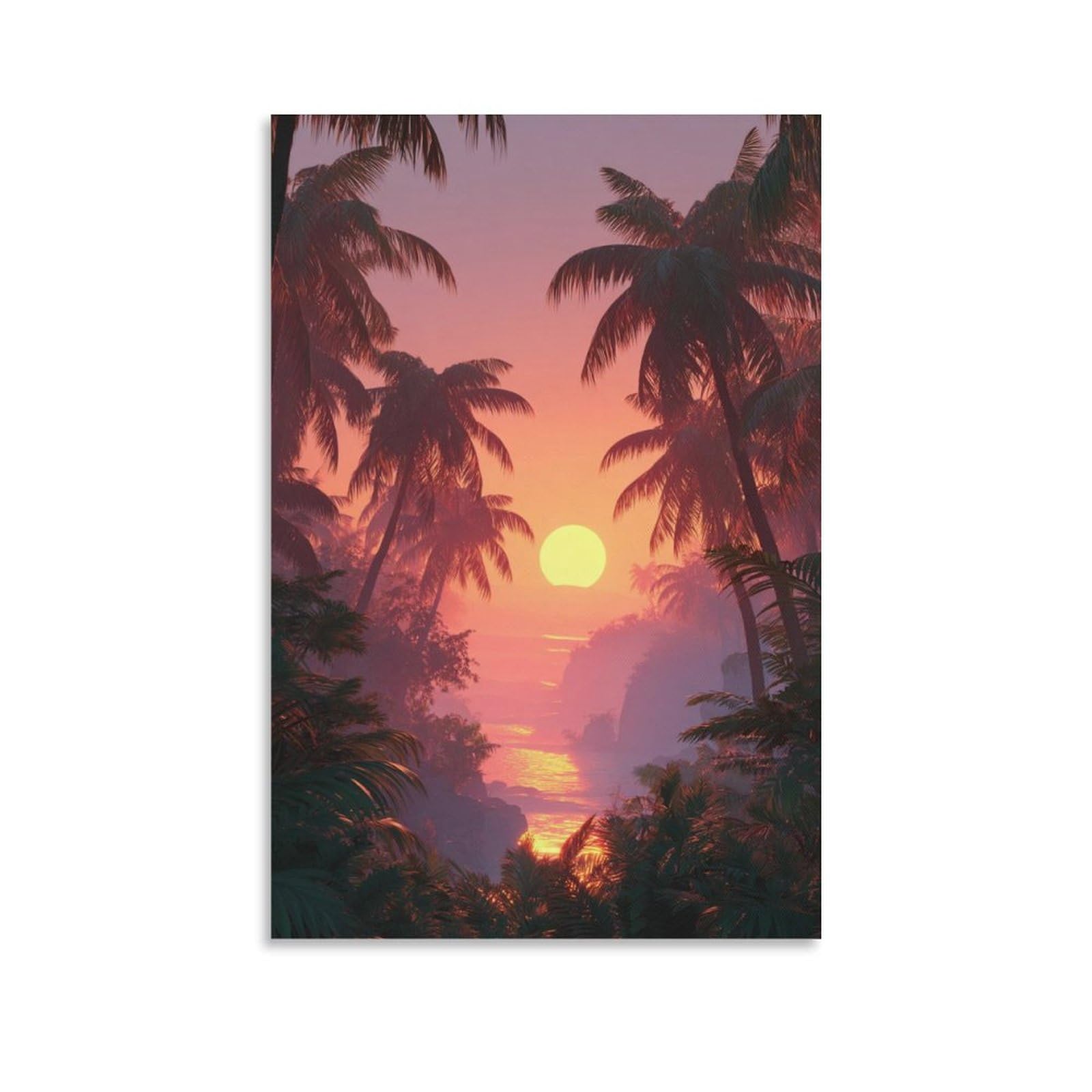 Nqhxlrudc Unframe-Style-6 3D Printing Jungle Sunset Canvas Prints Wall Art Giclee Canvas Cultural Landscape High Definition Printing Cultural Landscape Artwork Environmentally Friendly Natural Resilience For Bedroom Home Offic