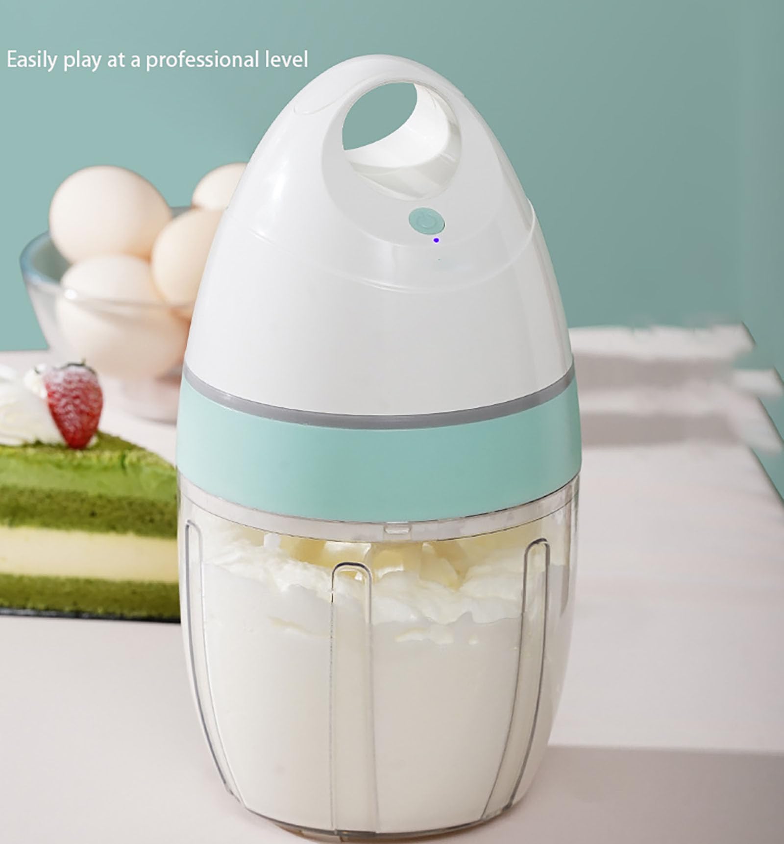 Batidora de Huevos y espumador de Leche eléctrica, batidora de Pedestal Manos Libres para batir Huevos, Crema, café y más – Batidora portátil Recargable para Bebidas y Espuma