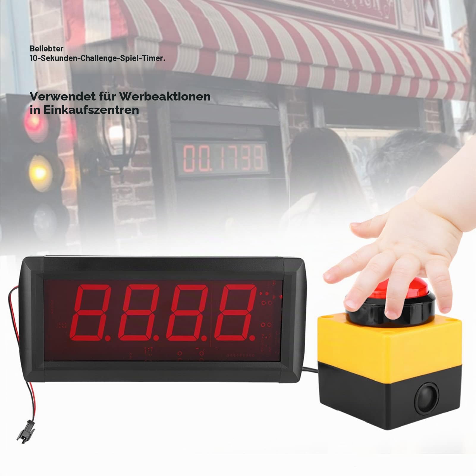 10 Sekunden Spiel Timer, LED Countdown Timer Herausforderung Spiel Maschine mit Fernbedienung, Sichtweite Bis zu 15 m. für Werbe aktivitäten in Einkaufs zentren Werbung