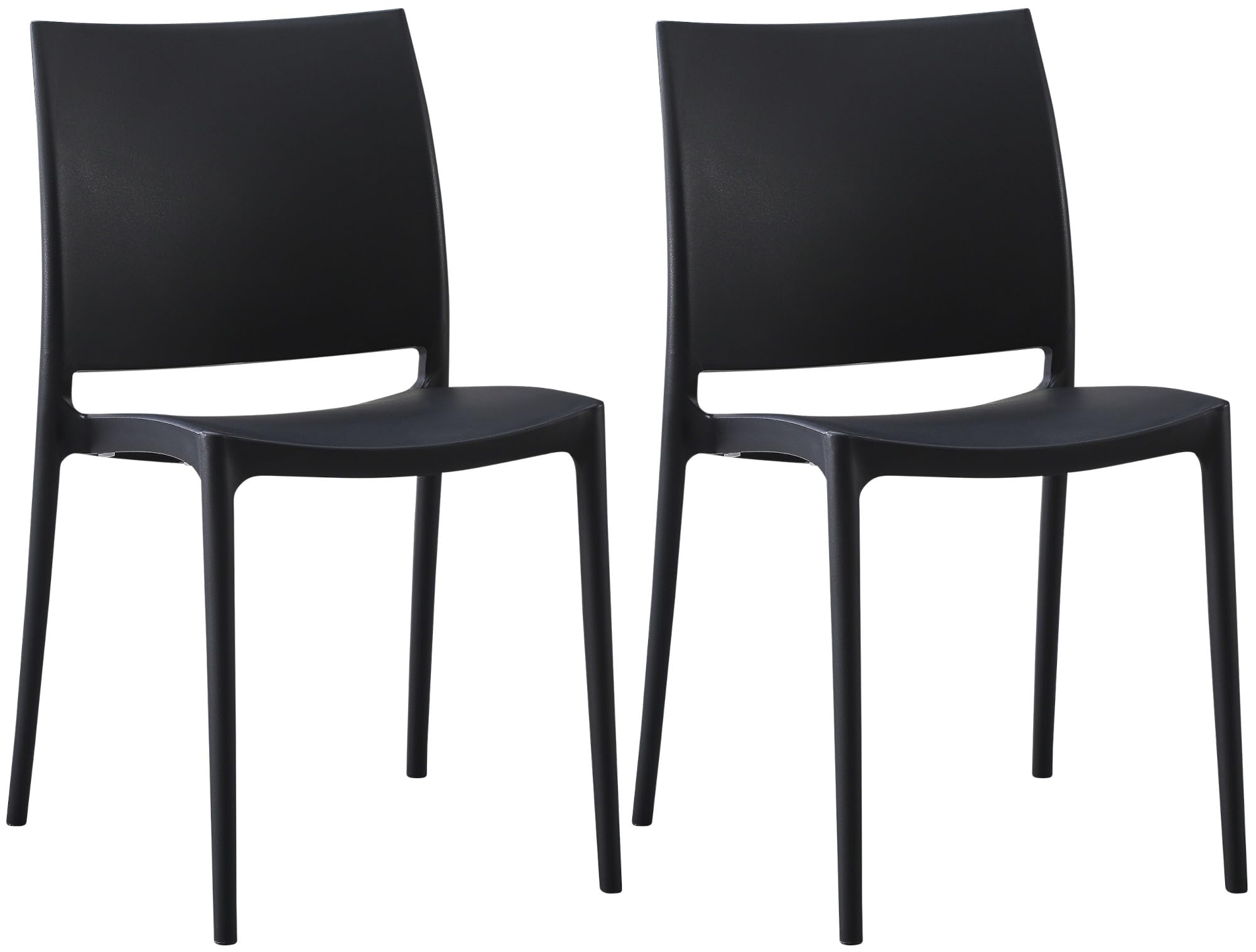 CLP Juego de 2 sillas de jardín Meton I Sillas apilables de fácil Cuidado I Sillas de plástico Resistentes a la Intemperie y a los Rayos UV, Color:Negro