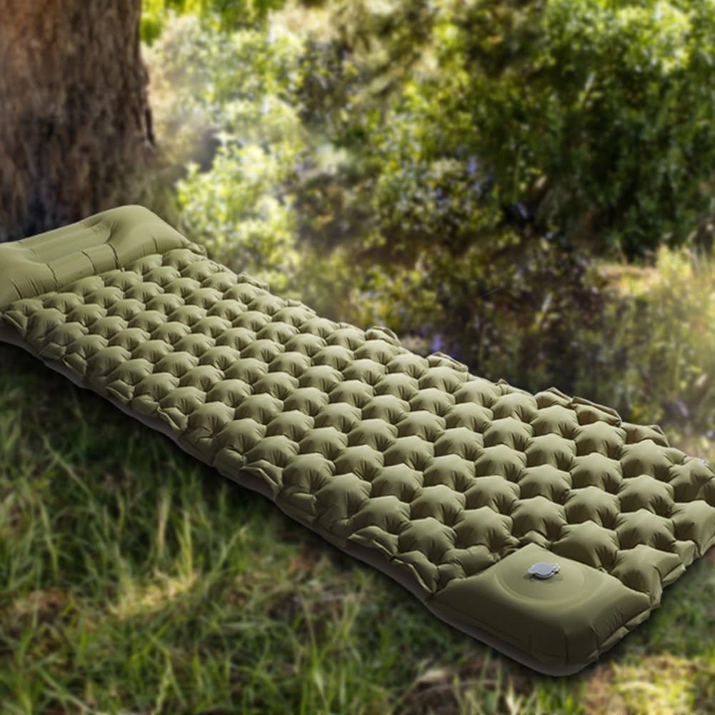 SHHUAOIL Inflatable Camping Mat, Sleeping Mat, with Internal Foot Pump, It Can Be Folded and Stored to Help, Suitable for Outdoor Camping, Hiking and Mountaineering, Beach Play and So On.(Dark blue)