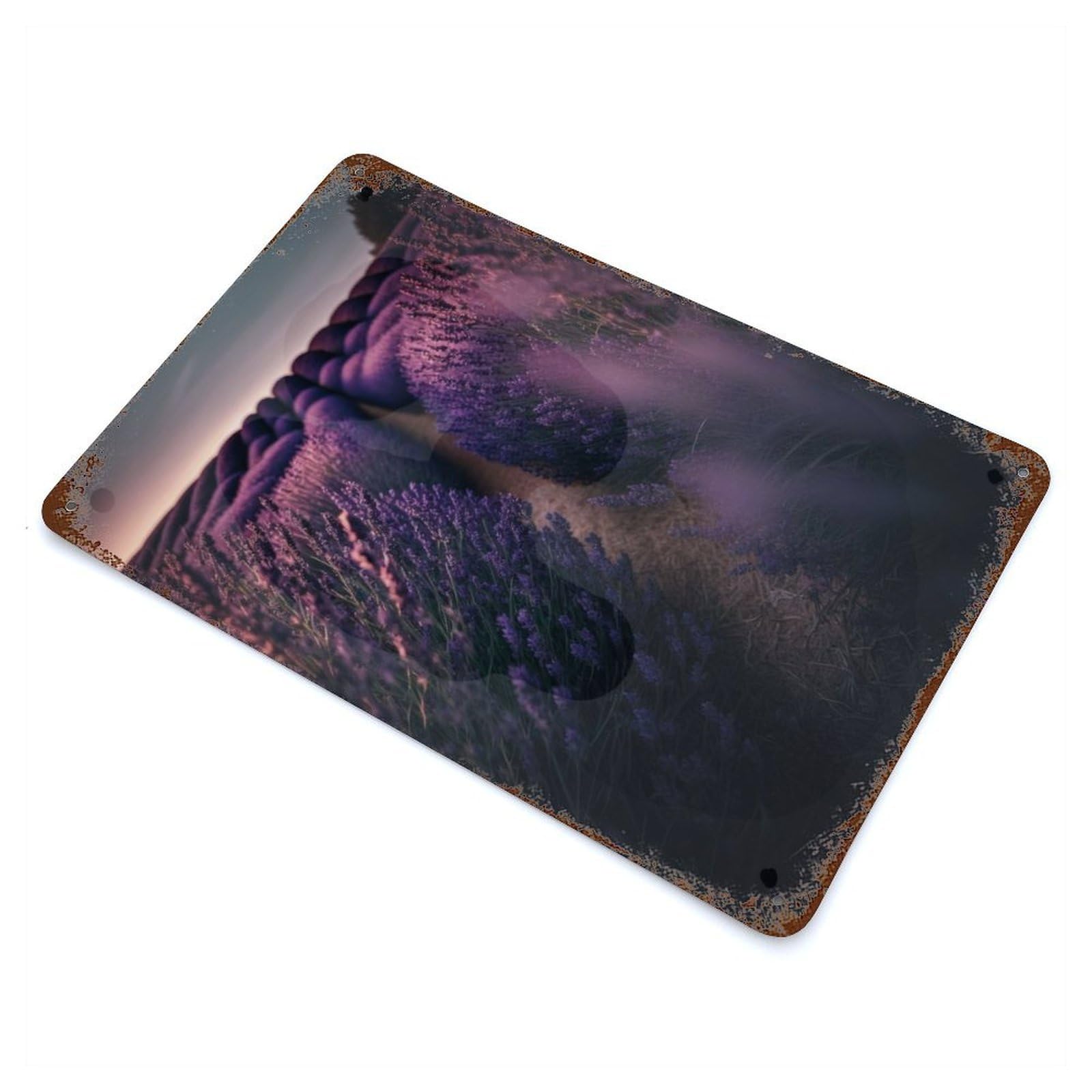 Garage Style Dreamy Lavender Field Vintage Rust Metal Sign 11.8"x7.9", Rustic Home Decor for Bar And Workshop