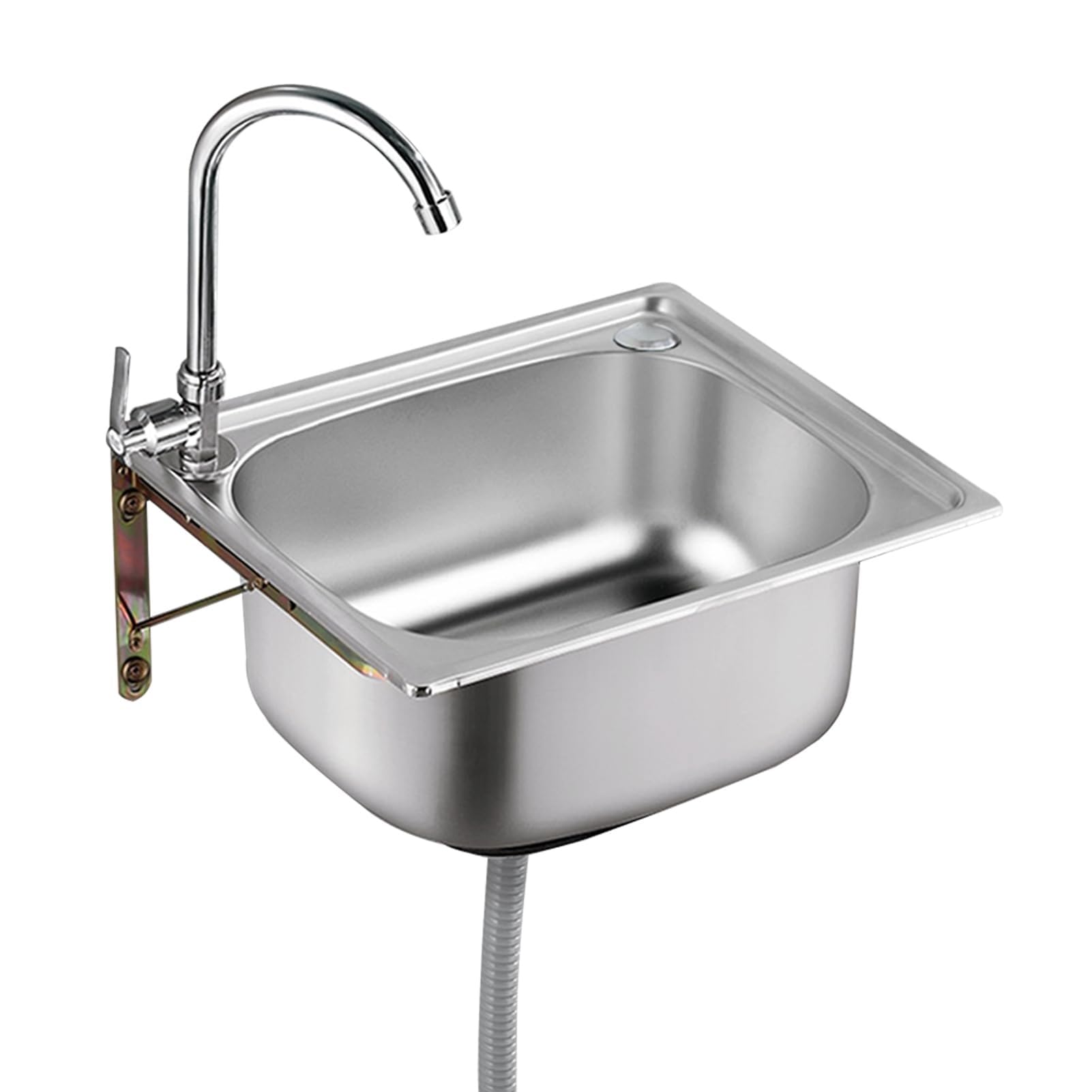 SDdPulse Wall Mounted Stainless Steel Kitchen Sink with Tap - Single Sink for Home and Restaurant, Single Colour, 48 x 35 cm