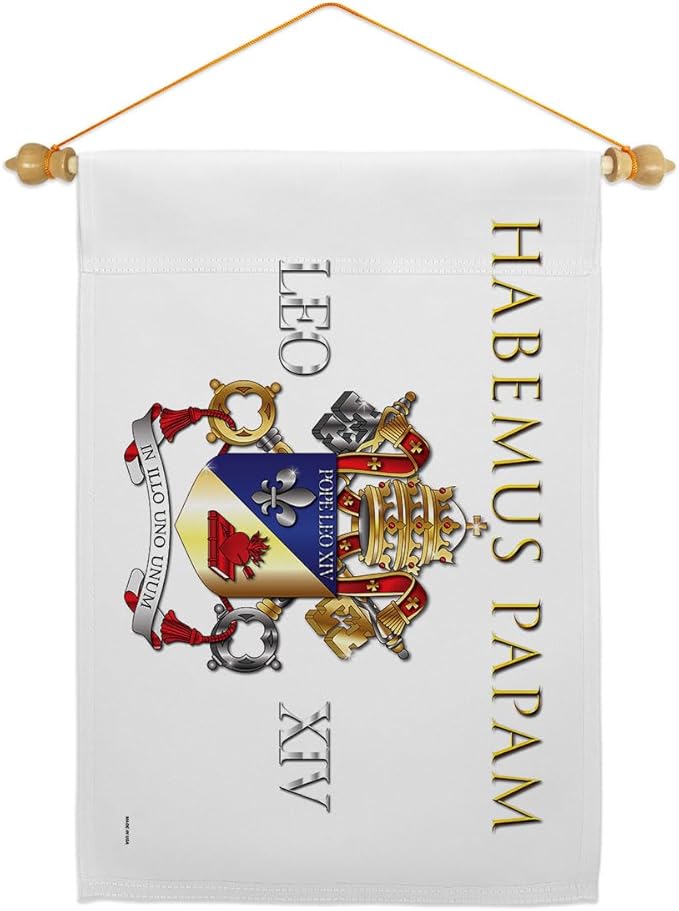 Coat of Arms Wall Scroll Canvas Set Flag Memorabilia Decor Religiou Sign Picture Print Habemus Papam Decorations American Papal Poster Vatican Tapestry Catholic Gifts Made in USA