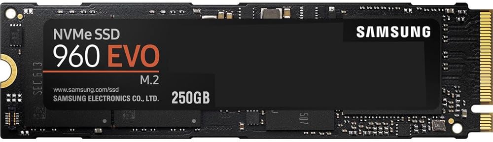 Samsung 960 EVO Series, 250GB PCIe NVMe M.2-2280 Internal Solid State Drive with 512 MB Cache - View 1
