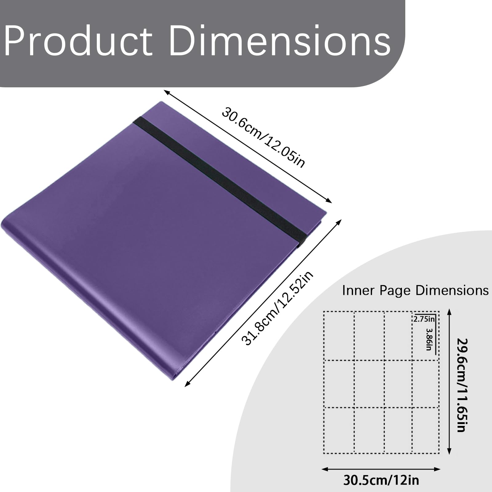 Trading Card Binder-12-Pocket,Total 480 Pockets,Card Collection Binder for Standard Cards Side Loading Card Folder for MTG Sports (Football/Basketball/Baseball) Cards (Purple) - Image 2